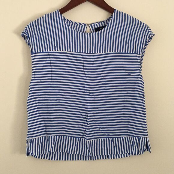 GAP blue & white stripe boxy blouse | Size Medium - Picture 1 of 4